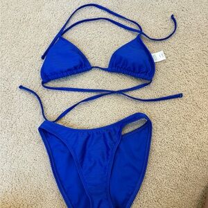 Target Royal Blue Ribbed Triangle Bikini Set